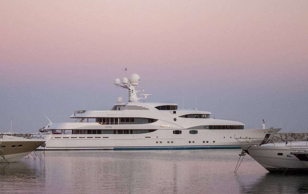 Fancy yachts in this harbor.<br />July 5, 2013 - Puerto Banus, Marbella, Malaga, Spain.