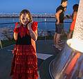 Miranda showing her just purchased flamenco dress.<br />July 5, 2013 - Puerto Banus, Marbella, Malaga, Spain.