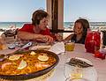 Enjoying a pealla with Asuncion and Paula at the Cafe Sol.<br />July 6, 2013 - Marbella, Malaga, Spain.