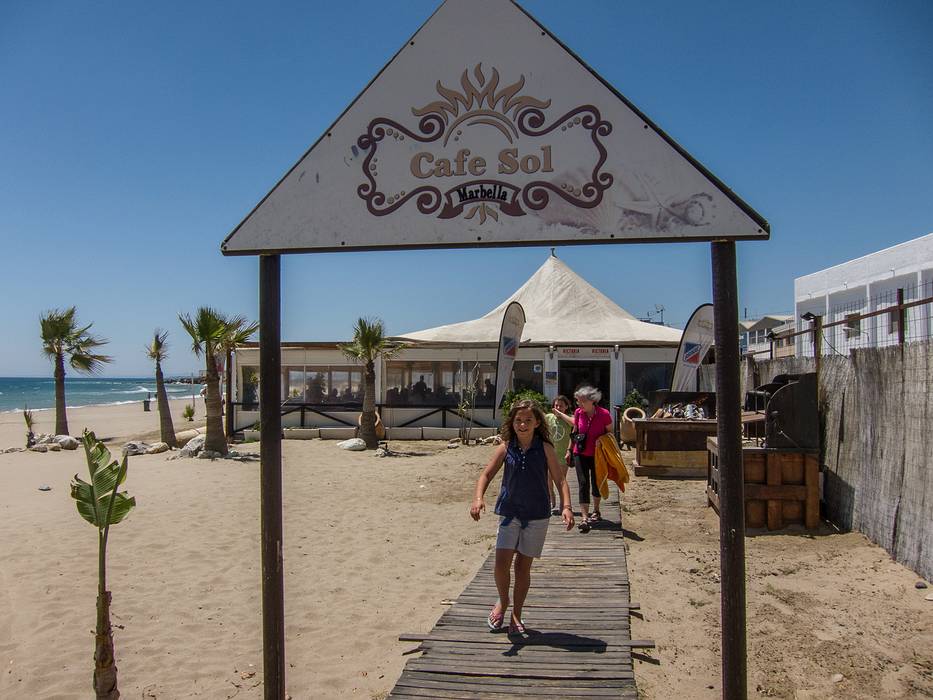 Leaving the Cafe Sol.<br />Paula, Miranda, and Joyce.<br />July 6, 2013 - Marbella, Malaga, Spain.