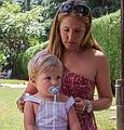Claudia and her son Marcos.<br />July 7, 2013 - At Salvador and Asuncion's in Madrid, Spain.