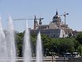 Santa Maria la Real de La Almudena Cathedral.<br />July 8, 2013 - Madrid Rio Park, Madrid, Spain.