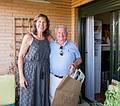 Artist Christine and Salvador picking up a painting that he purchased.<br />July 8, 2013 - Madrid, Spain.