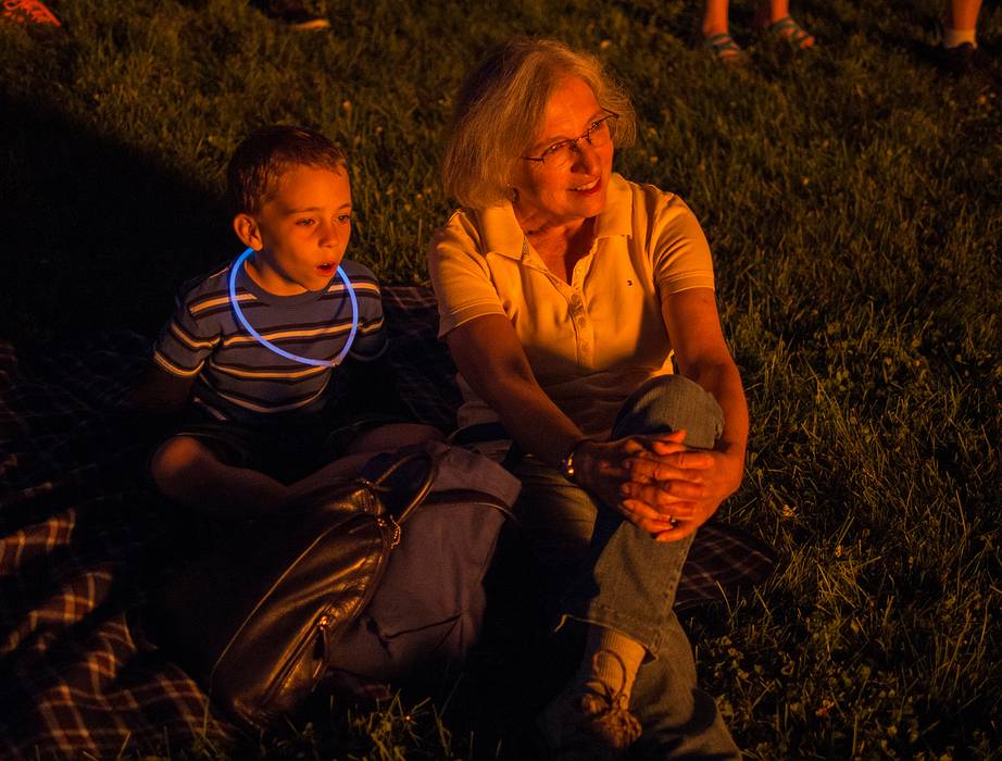 Matthew and Joyce watching the bonfire.<br />Merrimac Old Home Days.<br />August 10, 2013 - Athletic Field in front of the Donahue School in Merrimac, Massachusett.
