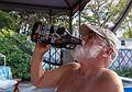Egils, known as opa to the grandkids, chugging some Opa-Opa beer.<br />August 11, 2013 - At Marie's in Lawrence, Massachusetts.