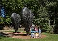 Joyce, Miranda, Matthew.<br />Jim Dine: 'Two Big Black Hearts', bronze.<br />August 24, 2013 - DeCordova Museum, Lincoln, Massachusetts.