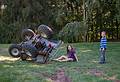 Miranda and Matthew had fun with this one.<br />Okey Mountain: '4-Wheeler Rollover', ATV, concrete, paint.<br />August 24, 2013 - DeCordova Museum, Lincoln, Massachusetts.