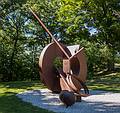 Fletcher Benton; 'Donut with 3 Balls', COR-TEN steel.<br />August 24, 2013 - DeCordova Museum, Lincoln, Massachusetts.