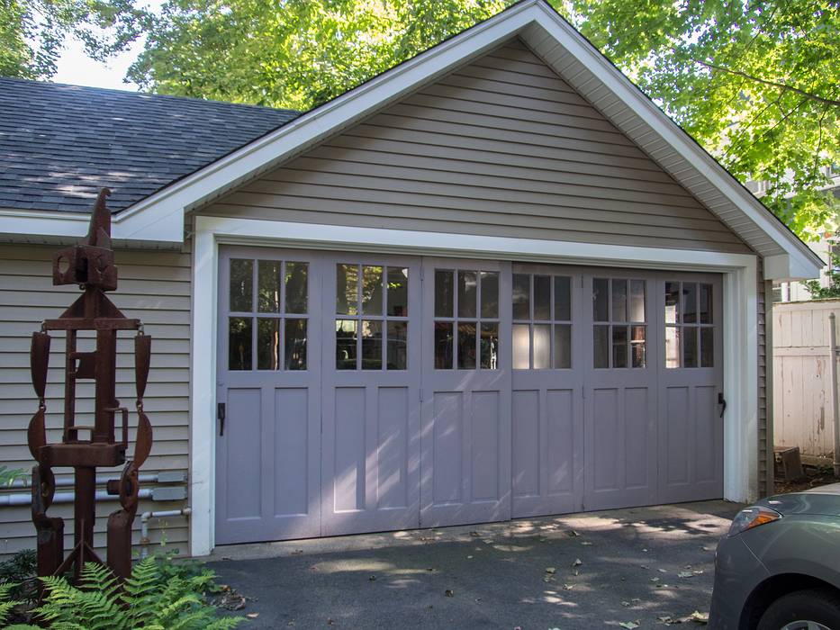 Double hung sliding garage doors.<br />We can now again, after many years, put our cars away.<br />Sept. 20, 2013 - Merrimac, Massachusetts.