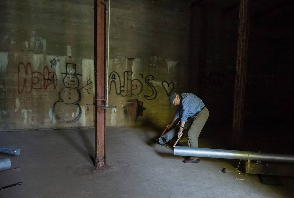 John playing with Jay Havighurst's Maudslay Art installation in the root cellar.<br />Sept. 20, 2013 - Maudslay State Park, Newburyport, Massachusetts.
