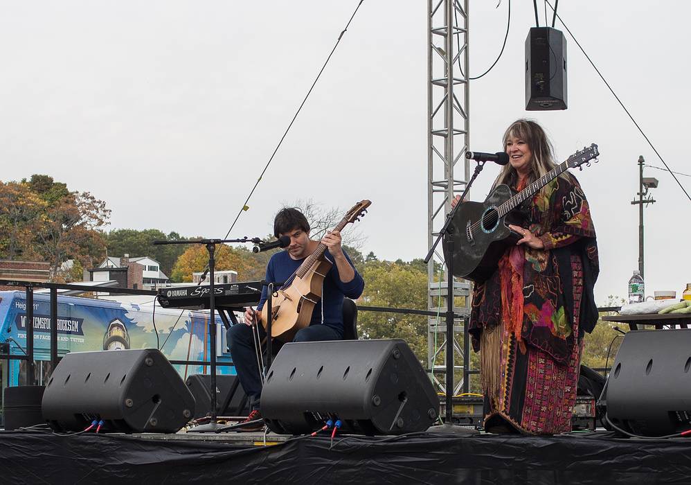 Melany Safka, who sang at Woodstock 1969.<br />Dedication for Bill Hanley and his brother Terry.<br />Oct. 19, 2013 -  Hines Square, Medford, Massachusetts.
