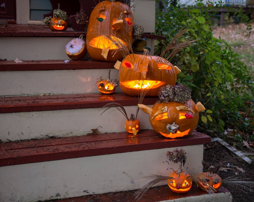 Our neighbor Ron likes to carve and decorate pumpkins.<br />Oct. 31, 2013 - Halloween, Merrimac, Massachusetts.