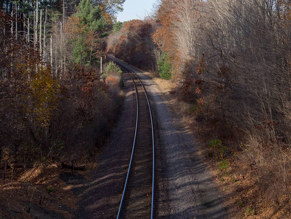 Newburyport to Boston train track.<br />Nov. 11, 2013 - Appleton Farms, Ipswich, Massachusetts.