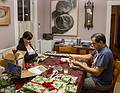 Inga and Eric wrapping Christmas presents.<br />Nov. 24, 2013 - Merrimac, Massachusetts.