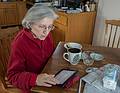 Joyce at breakfast.<br />Dec. 18, 2013 - Merrimac, Massachusetts.