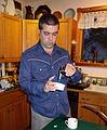 Sati making his excellent Creme Brulee for dessert.<br />Dec. 24, 2013 - Merrimac, Massachusetts.