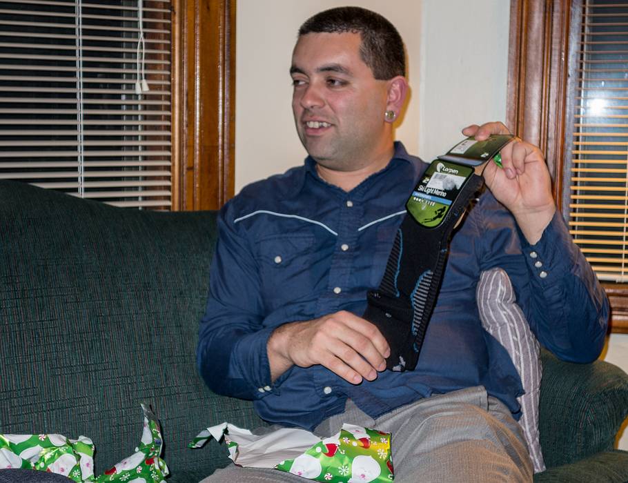 Sati with one of his presents.<br />Dec. 24, 2013 - Merrimac, Massachusetts.
