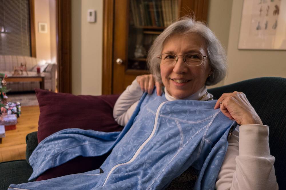 Joyce showing one of her presents.<br />Dec. 24, 2013 - Merrimac, Massachusetts.