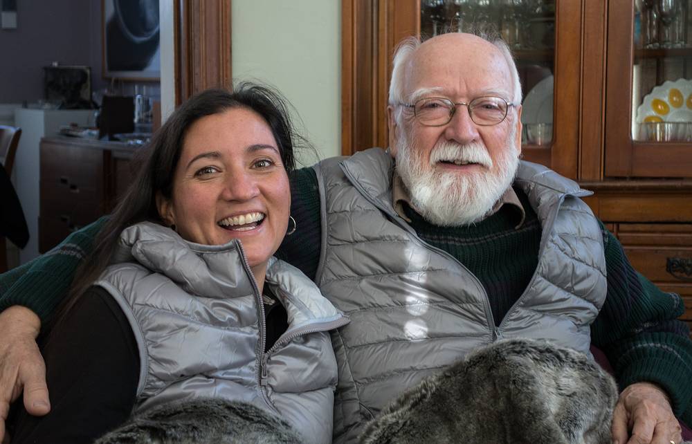 Melody and Egils wearing Christmas presents.<br />Dec. 25, 2013 - Merrimac, Massachusetts.