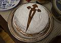 Tarta de Santiago or St. James' Cake.<br />Party for a few friends and neighbors.<br />Dec. 29, 2013 - Merrimac, Massachusetts.