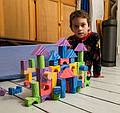 Matthew with castle that he and Miranda built.<br />March 15, 2014 - Merrimac, Massachusetts.