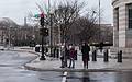 Baiba, Ronnie, and Joyce waiting for a traffic light.<br />March 28, 2014 - Washington, DC.