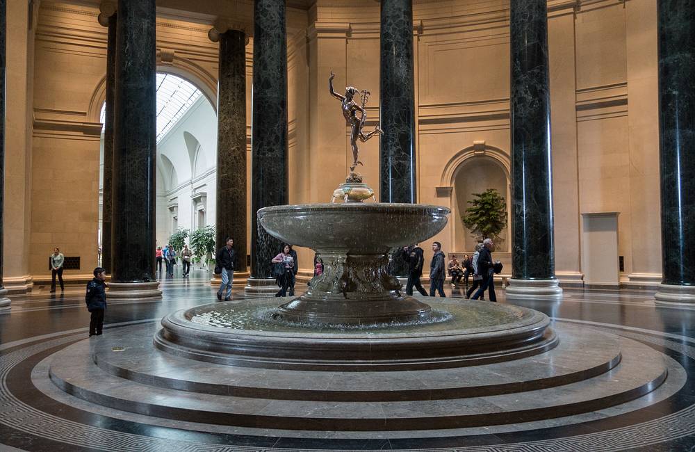 Fountain under West Building dome.<br />March 28, 2014 - National Gallery of Art in Washington, DC.