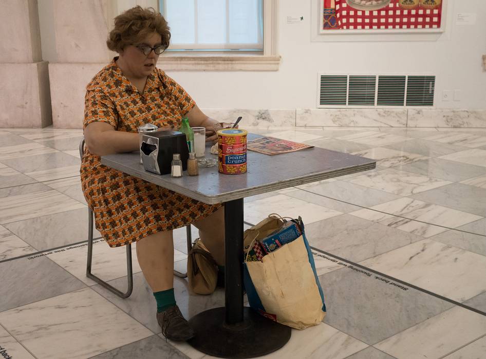 Duane Hanson, 'Woman Eating', 1971.<br />March 28, 2014 - National Portrait Gallery, Washington, DC.