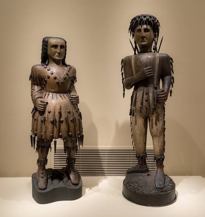 Unknown artist, untitled, American Indian woman and man, about 1850-90.<br />March 28, 2014 - National Portrait Gallery, Washington, DC.