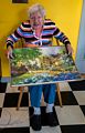 Marie with finished jigsaw puzzle.<br />Easter dinner.<br />April 20, 2014 - At Paul and Norma's in Tewksbury, Massachusetts.