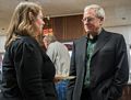 Visitor and Lance.<br />Reception for exibit of Lance Hidy's work at the Printing Museum.<br />April 25, 2014 - North Andover, Massachusetts.