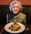 Joyce with her swordfish plate.<br />Celebrating our 30th wedding anniversary.<br />May 5, 2014 - At Joseph's Trattoria Restaurant in Bradford, Massachusetts.