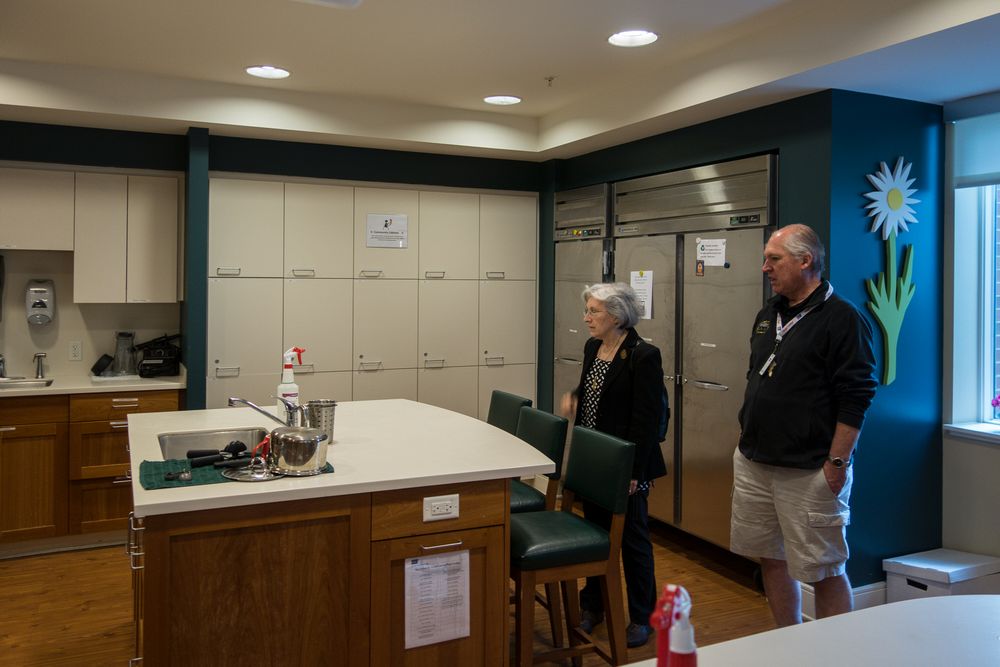 Joyce and Tom in the common kitchen.<br />Tom's home for the next four weeks or so.<br />May 18, 2014 - AstraZeneca Hope Lodge, Boston, Massachusetts.