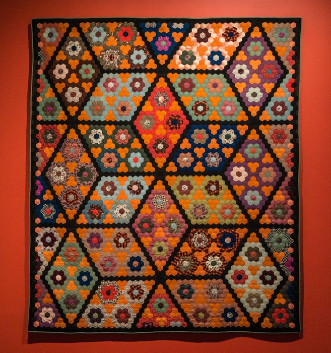 The Diamond Field quilt.<br />'Quilts and Color', the Pilgrim/Roy Collection show.<br />May 18, 2014 - Museum of Fine Arts, Boston, Massachusetts.