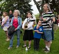 Joyce, Miranda, Matthew and Carl watching the Memorial Day ceremonies.<br />Upton, MA.