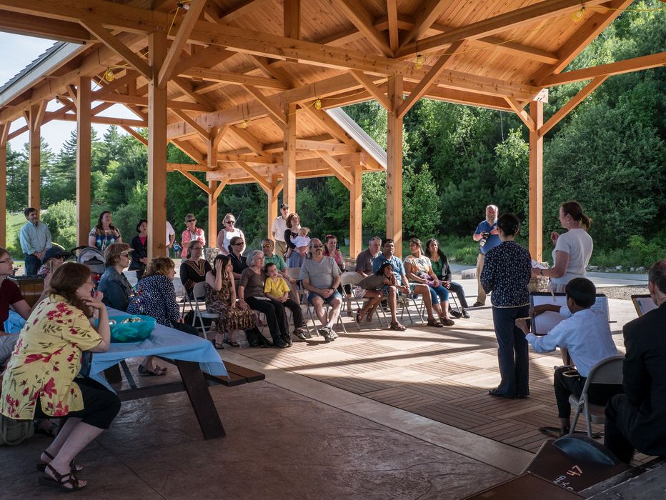 Sculpture naming ceremony.<br />June 1, 2014 - Nara Park, Acton, Massachusetts.