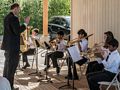 Christopher Baird conducting the Blanchard Brass Ensemble .<br />June 1, 2014 - Nara Park, Acton, Massachusetts.