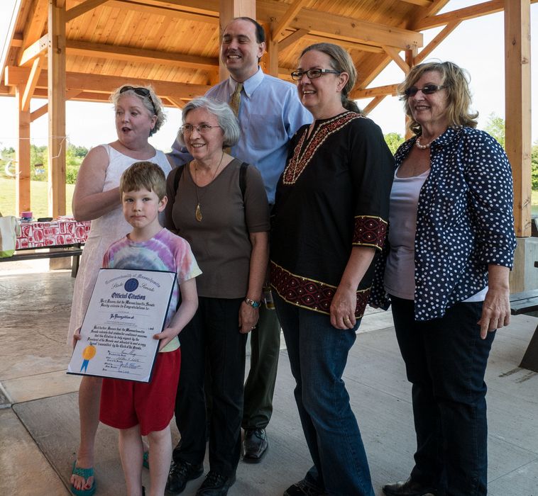 State Senator Jamie Eldridge, State Representative Cory Atkins,<br />Calvin Miller, Joyce Audy Zarins, Carolyn Wirth, and Kristie Rampton.<br />June 1, 2014 - Nara Park, Acton, Ma