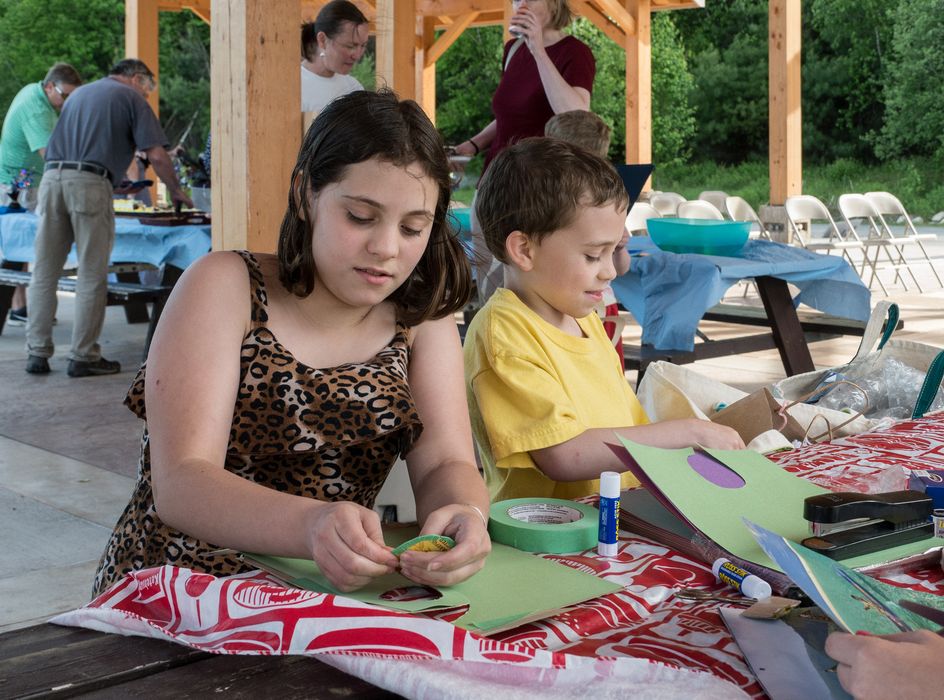 Miranda and Matthew do some artsy stuff.<br />Sculpture naming ceremony.<br />June 1, 2014 - Nara Park, Acton, Massachusetts.