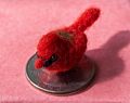 Tiny felt cardinal, a gift from Melody to her grandmother Marie.<br />June 6, 2014 - Merrimac, Massachusetts