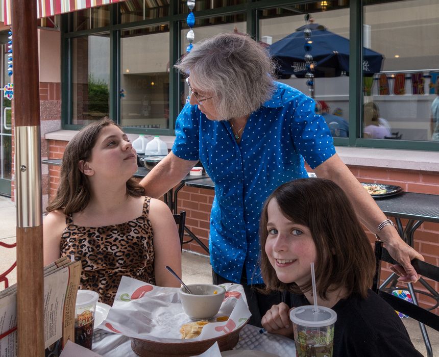 Miranda, Joyce, and Phoebe.<br />Matthew's 8th birthday.<br />June 28, 2014 - Chilli's in Bellingham, Massachusetts.