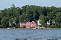 Looking across the Merrimack River to Lowell's Boat Shop.<br />June 29, 2014 - Maudslay State Park, Newburyport, Massachusetts