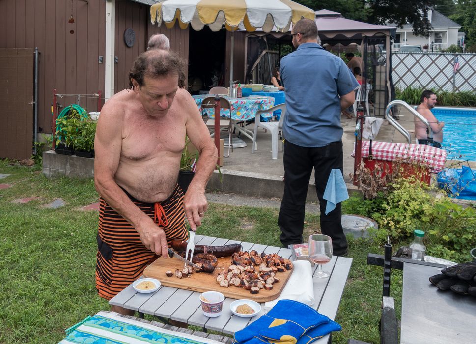 Paul at his favorite activity (next to gardening?).<br />July 19, 2014 - At Marie's in Lawrence, Massachusetts.