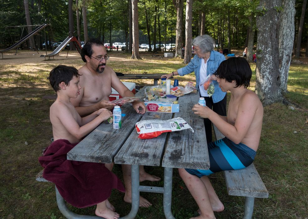 Marks, Eric, Joyce, and Gujn<br />July 20, 2014 - Kingston State Park, Kingston, New Hampshire.