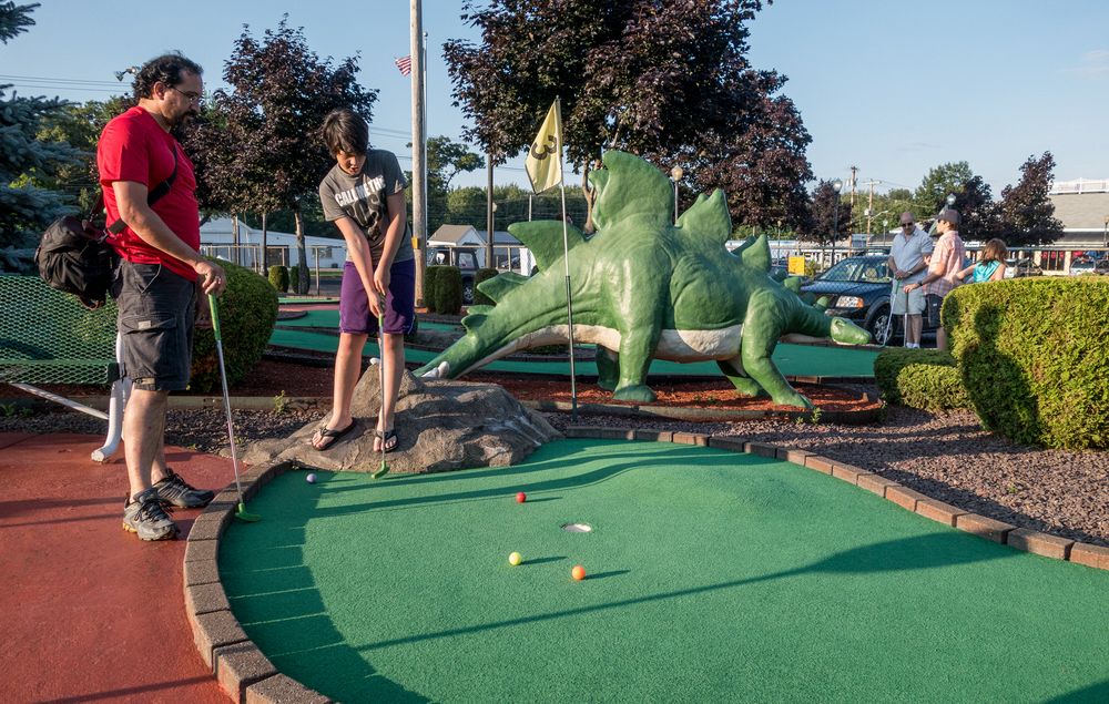 Eric and Guðjón.<br />It was the boys first miniature golf experience.<br />July 20, 2014 - Jurasic Mini Golf, Salisbury, Massachusetts.
