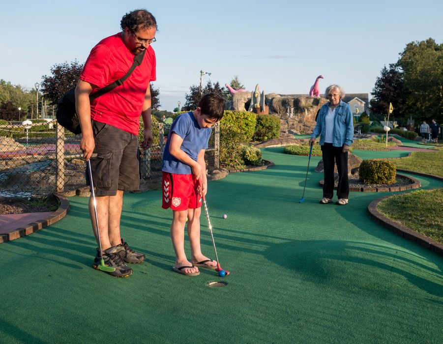 Eric, Marks, and Joyce.<br />July 20, 2014 - Jurasic Mini Golf, Salisbury, Massachusetts.