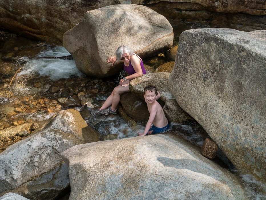 Joyce and Matthew.<br />Diana's Baths along Lucy Brook.<br />July 23, 2014 - Bartlett, New Hampshire.