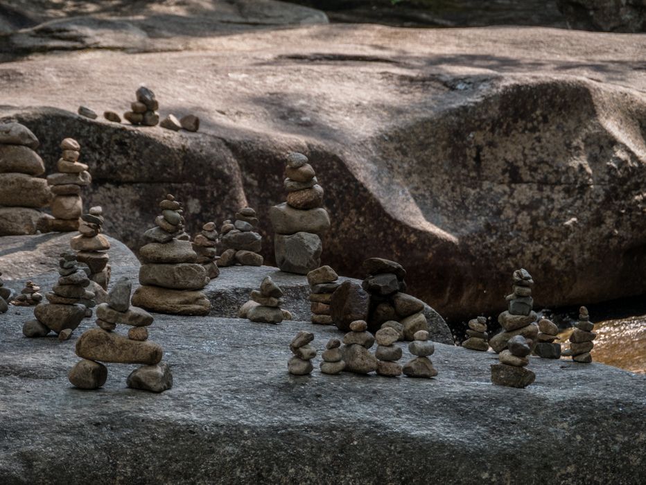 Stone sculptures.<br />Diana's Baths along Lucy Brook.<br />July 23, 2014 - Bartlett, New Hampshire.