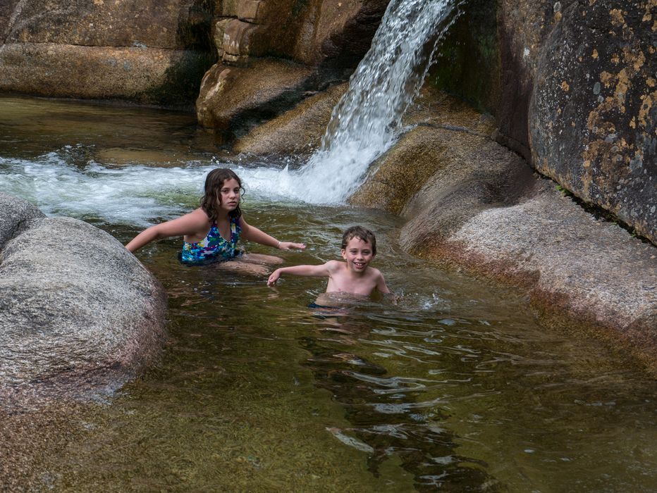 Mirand and Matthew back at the pool with the whirlpool.<br />Diana's Baths along Lucy Brook.<br />July 23, 2014 - Bartlett, New Hampshire.