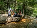 Deb, Joyce, Matthew, and Miranda at lunch along Moat Brook.<br />Hike to Thomson Falls.<br />July 24, 2014 - Hales Location, New Hampshire.